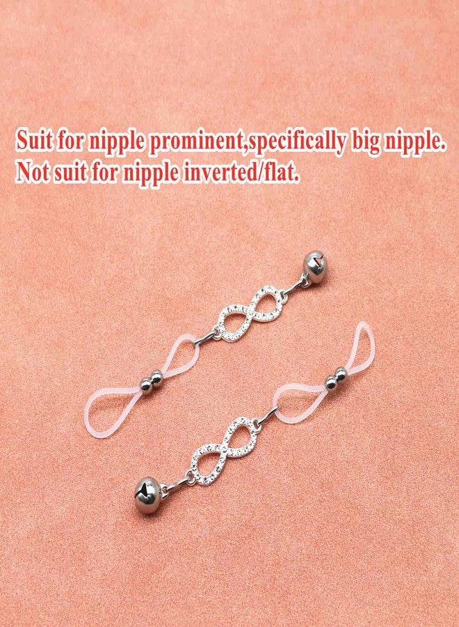 Mimimelon Faux Nipple Piercing Jewelry Rhinestone Nipple Chains Bells Nipple Noose Non Piercing Nipple Rings - Image 3
