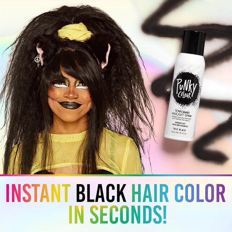 Jerome Russell Punky Colour Temporary Highlight Spray in True Black - Fast-Drying, Non-Sticky Hair Dye for Instant Vivid Color, 3.5 oz - Image 3