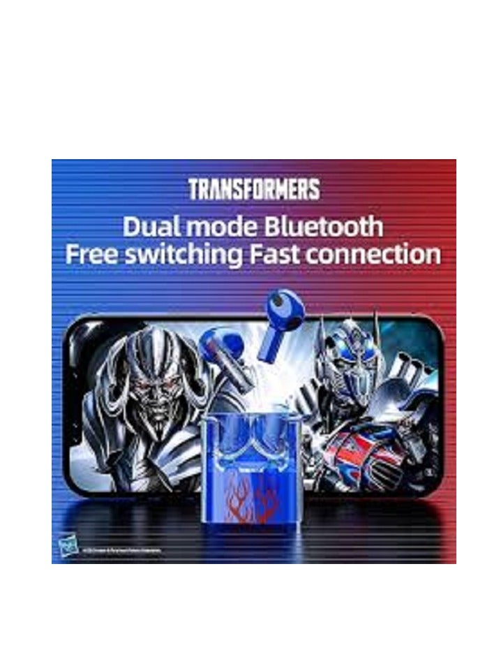 Transformers TF-T08 Bluetooth 5.3 Earphones Noise Reduction Headphones HiFi Sound Earbuds Gaming Music Headset Game Earbud blue