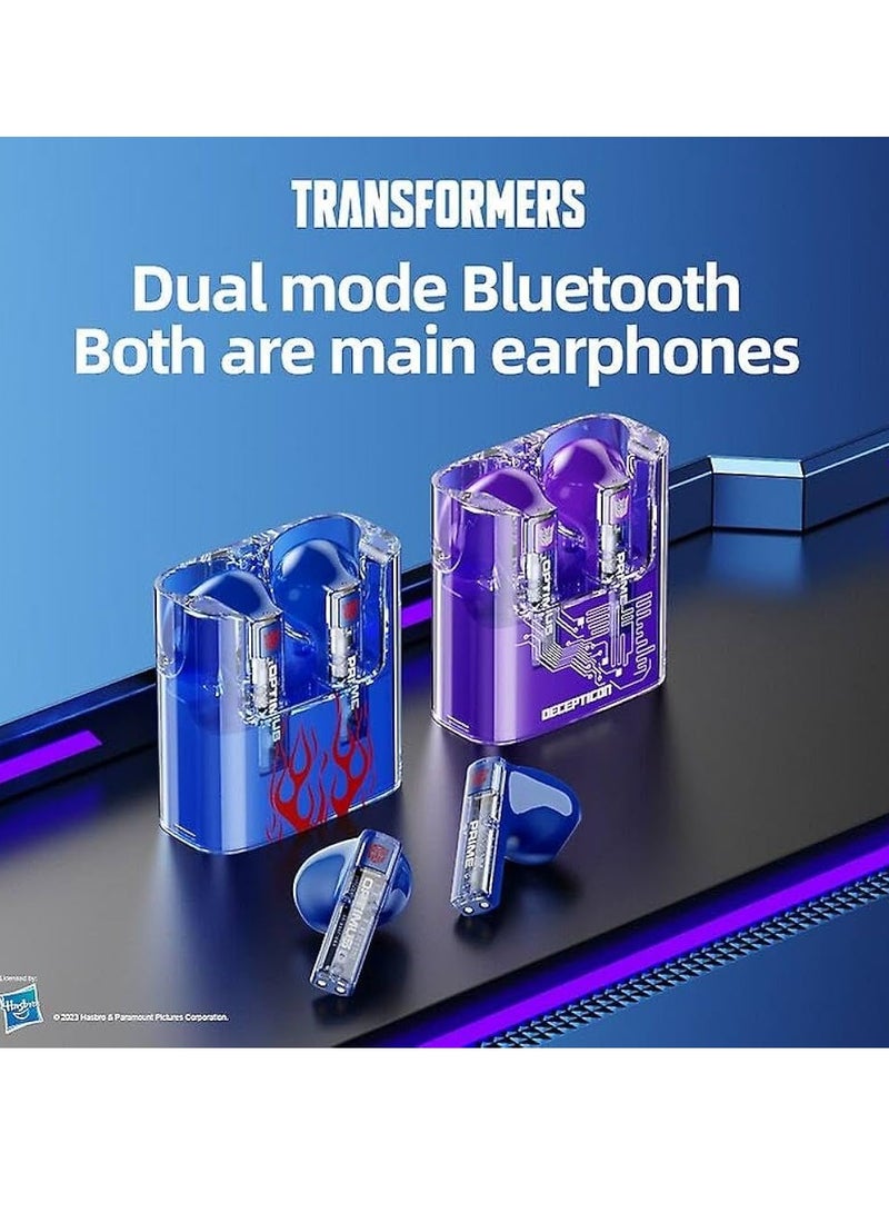 Transformers TF-T08 Bluetooth 5.3 Earphones Noise Reduction Headphones HiFi Sound Earbuds Gaming Music Headset Game Earbud blue