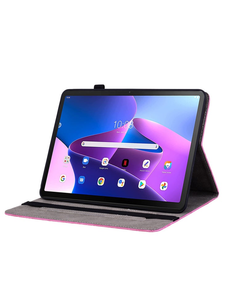جراب جلدي من البولي يوريثان بتصميم مطبوع لجهاز Lenovo Tab M10 Plus (الجيل الثالث)/Xiaoxin Pad 2022 مقاس 10.6 بوصة - وردي - Image 3