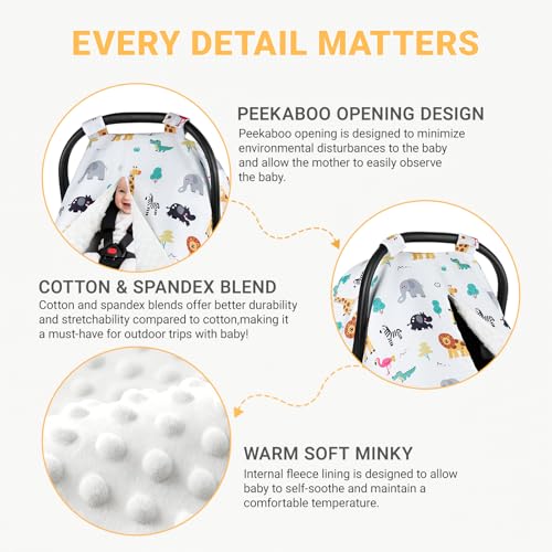 Metplus 2 in 1 Baby Car Seat Cover Car Seat Canopy for Babies Mom Multiuse Nursing Cover Minky Baby Carrier Covers Newborn Boy Girl Peekaboo Opening - Image 3