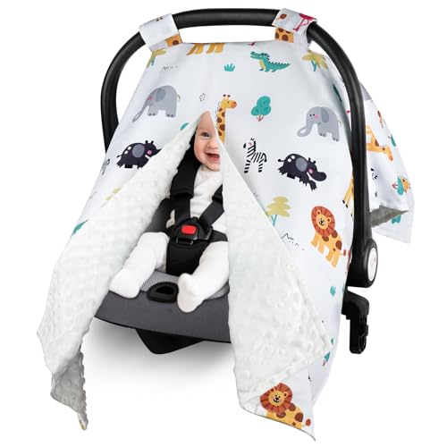 Metplus 2 in 1 Baby Car Seat Cover Car Seat Canopy for Babies Mom Multiuse Nursing Cover Minky Baby Carrier Covers Newborn Boy Girl Peekaboo Opening - Image 1