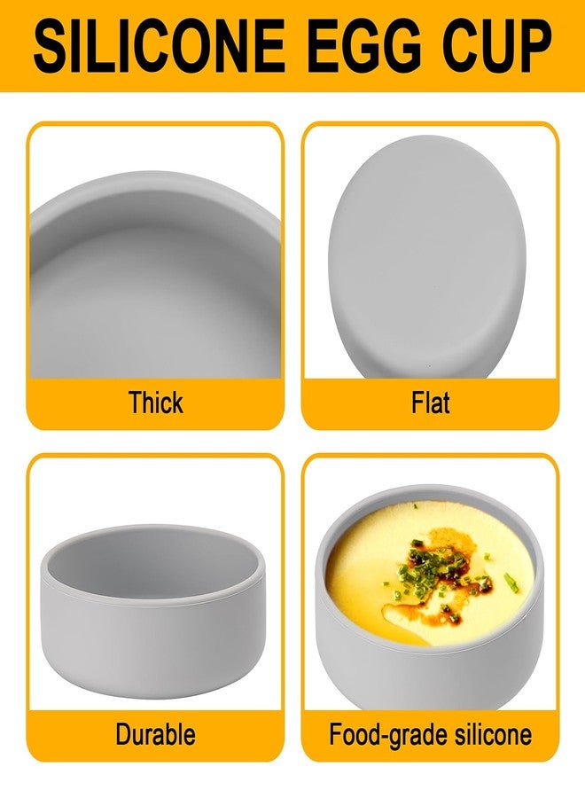 Dootafy 4 Pack Silicone Air Fryer Egg Pan Individual Microwave Egg Cooker Eggwich Egg Bites Molds for Oven Microwave - Grey - Image 2