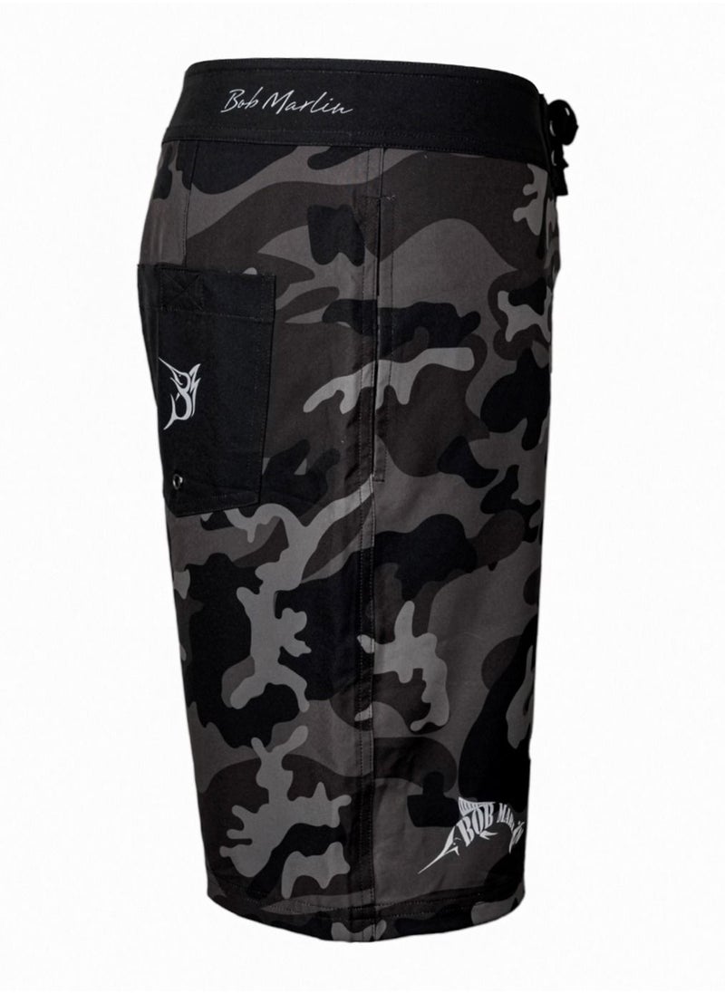 BOB MARLIN Bob Marlin Performance Board Shorts Swimming Trunks Quick Dry Bob Camo Black  - Image 3