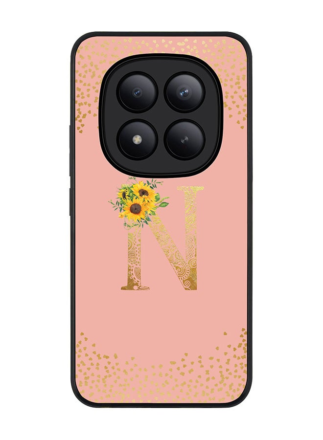 For Xiaomi Redmi Note 15 Pro+ / Poco M8 Pro Case,Slim fit Camera Protection, Shockproof Thin Phone cover  - Custom Floral Monogram - N  (Rose Pink )