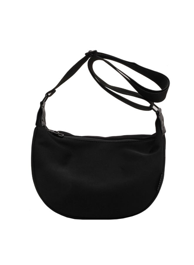 Lazy Style Crescent Bag Women's Niche Simple Messenger Bag Dumpling Bag Sports Casual Style Shoulder Bag Large Capacity Women's Bag-Color:Black Large [shoulder Strap With Letters]] - Image 1
