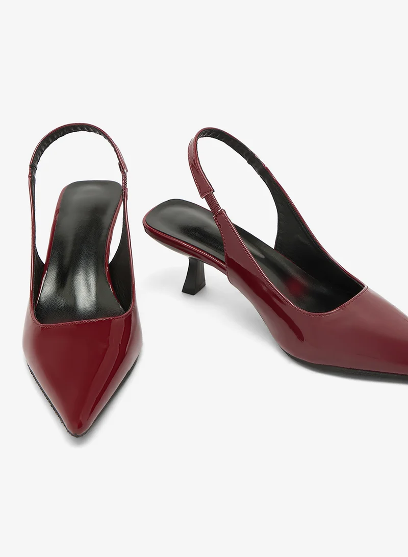 Ella Burgundy Classic Kitten Heel Sling Back Pumps for Women | Best Price UAE