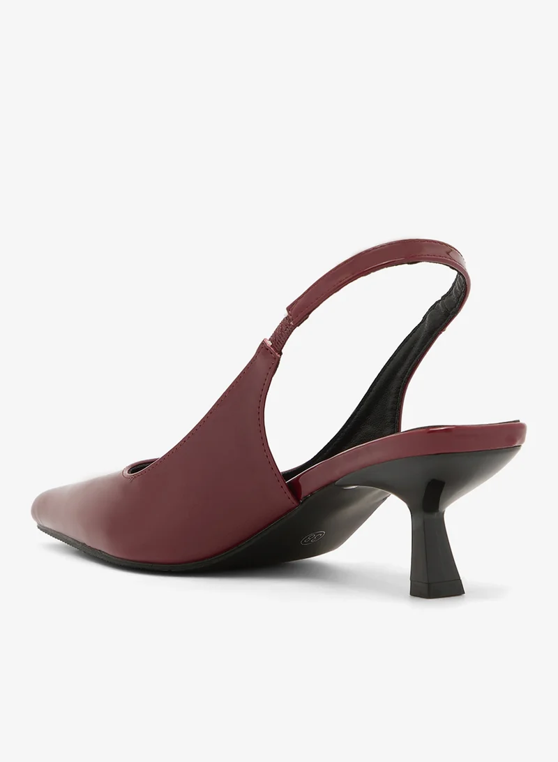 Ella Burgundy Classic Kitten Heel Sling Back Pumps for Women | Best Price UAE