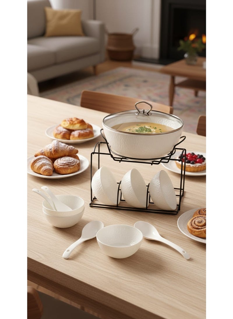 مارس كيو طقم وعاء شوربة مع زبديات أوعية تقديم - Image 1