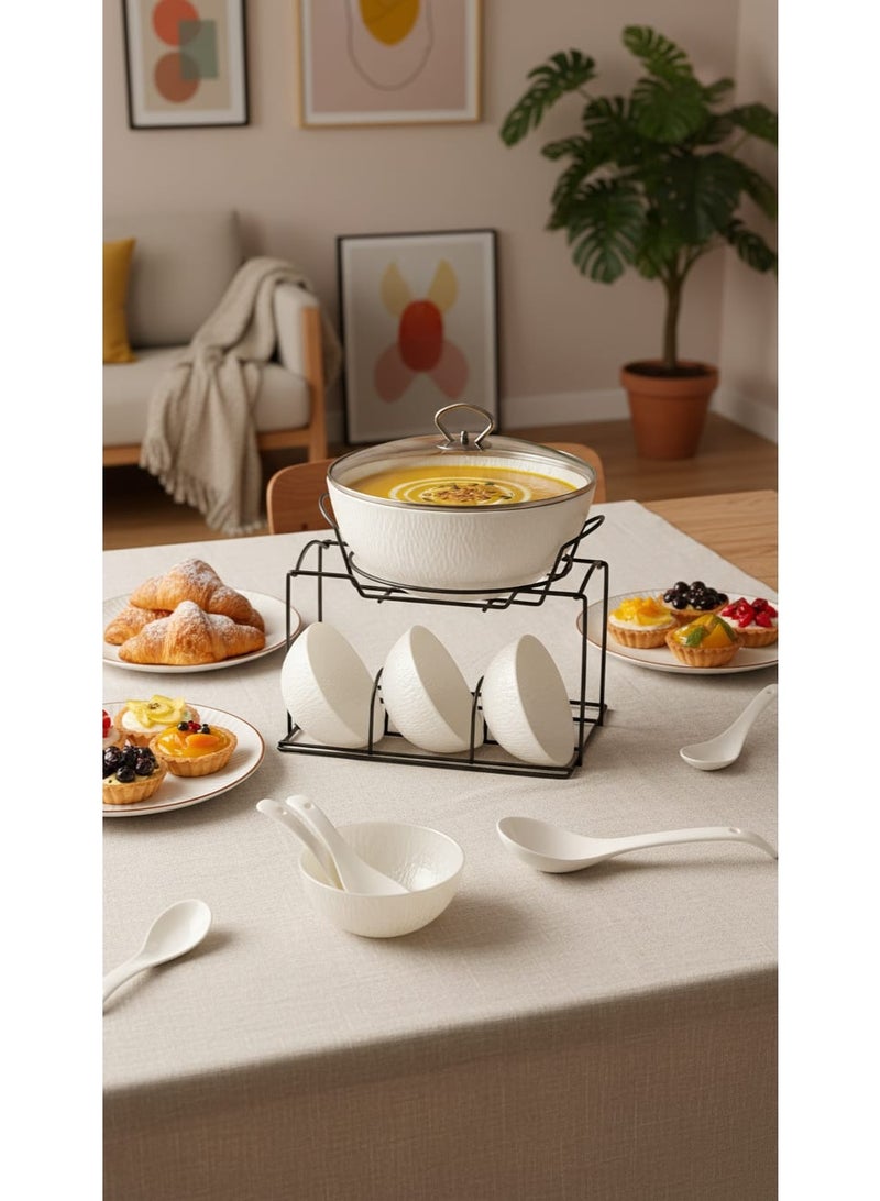 مارس كيو طقم وعاء شوربة مع زبديات أوعية تقديم - Image 4