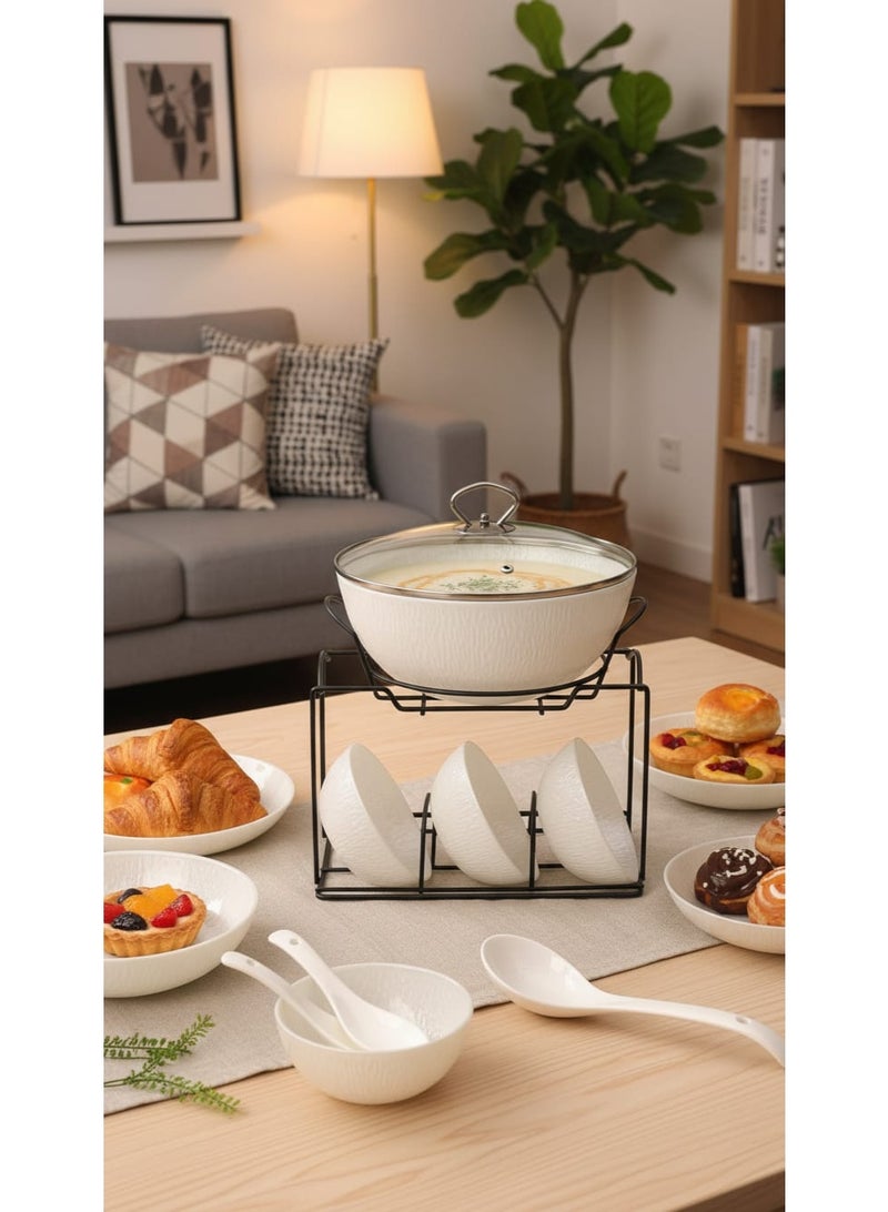 مارس كيو طقم وعاء شوربة مع زبديات أوعية تقديم - Image 5