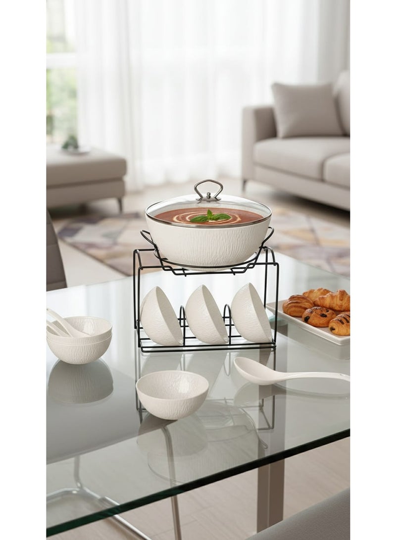 مارس كيو طقم وعاء شوربة مع زبديات أوعية تقديم - Image 2