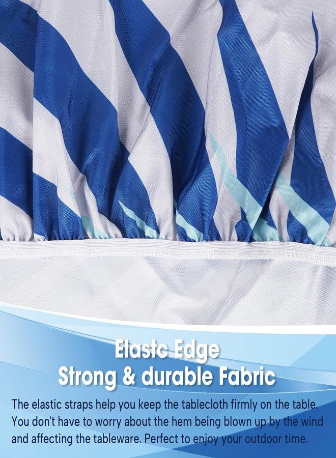 Asxhif Round outdoor tablecloth with umbrella hole,Picnic Fitted Elastic Tablecloth with Zipper, Waterproof Patio Table Covers,Camping Zippered Tablecloth for Picnic, Camping, Dinner,Fit 36"-44"(Blue Grey) - Image 4