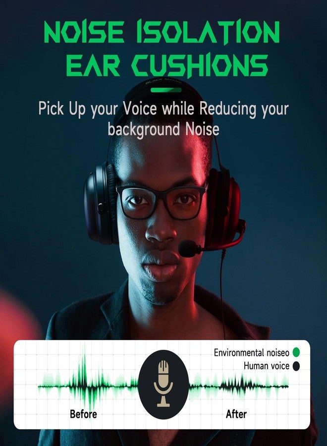 Black Shark Gaming Headset with Noise Canceling Cardioid Mic, Over-Ear Headphones for PC, PS4, PS5, Xbox, Switch, 50mm Dynamic Drivers & LED Light - Image 3