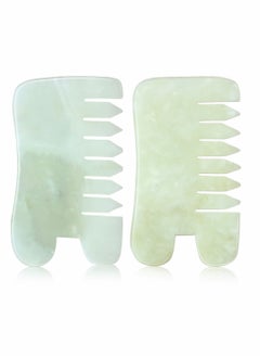 Jade Massage Comb Guasha Comb Guasha Scraping Scalp Comb Jade Gua Sha Scraping Massage Tool Multifunctional Handheld Head and Meridians Massage Tools for Head Caring Relax 2 Pcs