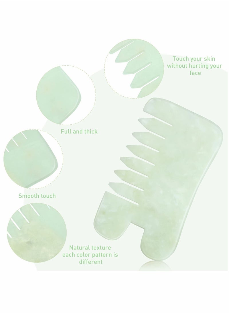 Excefore - Jade Massage Comb Guasha Comb Guasha Scraping Scalp Comb Jade Gua Sha Scraping Massage Tool Multifunctional Handheld Head and Meridians Massage Tools for Head Caring Relax 2 Pcs - Image 1