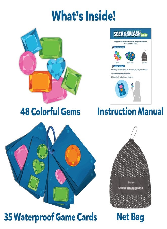 Skillmatics Pool Toys - Seek & Splash, Preschool Search & Find Water Game, Swimming Pool & Bathtime Toy for Kids, Summer Fun & Gifts for Boys & Girls Ages 3, 4, 5, 6, Includes 48 Colorful Gems - Image 2