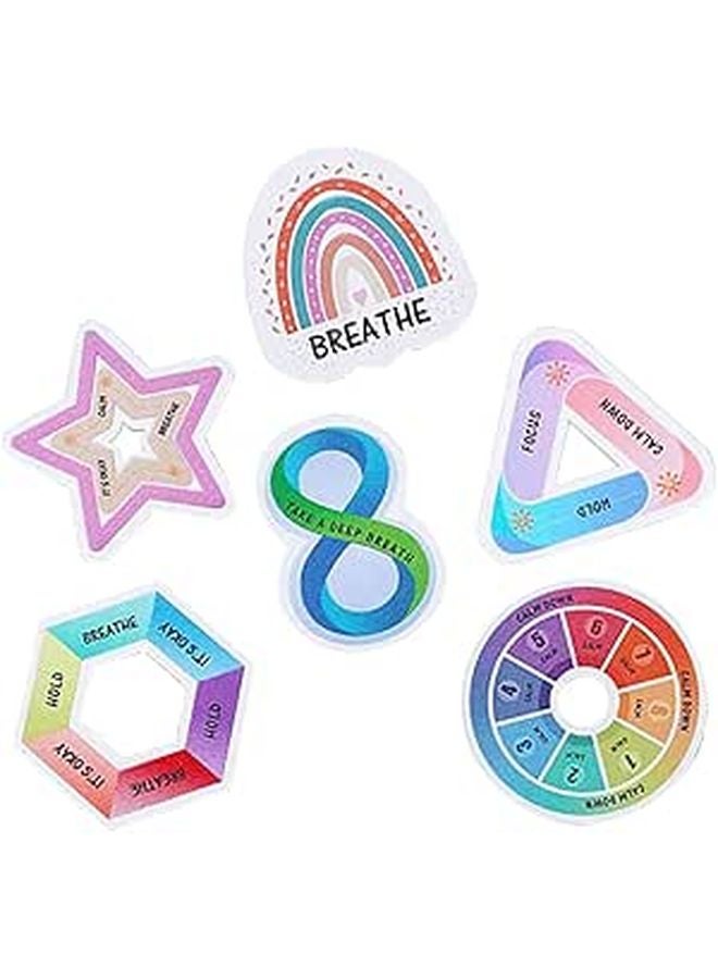6Pcs Sensory Stickers with Tactile Surface Rainbow Geometric Design for Desk Phone Laptop - Image 1