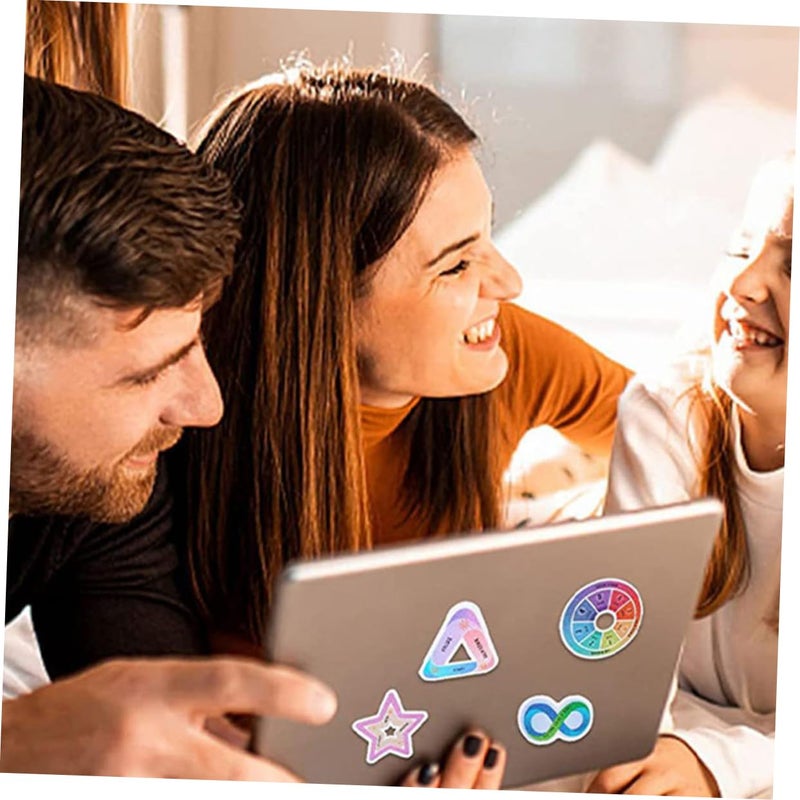 6Pcs Sensory Stickers with Tactile Surface Rainbow Geometric Design for Desk Phone Laptop - Image 5