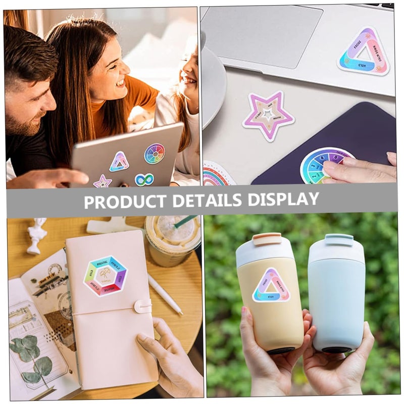6Pcs Sensory Stickers with Tactile Surface Rainbow Geometric Design for Desk Phone Laptop - Image 3