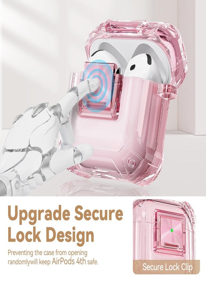 Wowwat with Safety Lock for Airpods 4 Case 2024,Clear Cases Compatible with Airpods 4th Generation Case,Soft TPU iPod 4 Case with Unique Cute Bling Keychain and Cleaner kit for Women Girls-Clear Pink - Image 3