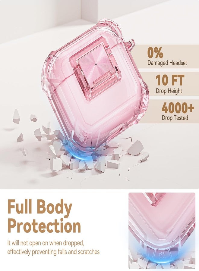Wowwat with Safety Lock for Airpods 4 Case 2024,Clear Cases Compatible with Airpods 4th Generation Case,Soft TPU iPod 4 Case with Unique Cute Bling Keychain and Cleaner kit for Women Girls-Clear Pink - Image 4