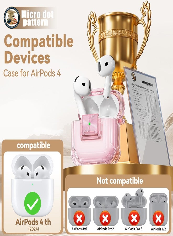 Wowwat with Safety Lock for Airpods 4 Case 2024,Clear Cases Compatible with Airpods 4th Generation Case,Soft TPU iPod 4 Case with Unique Cute Bling Keychain and Cleaner kit for Women Girls-Clear Pink - Image 2