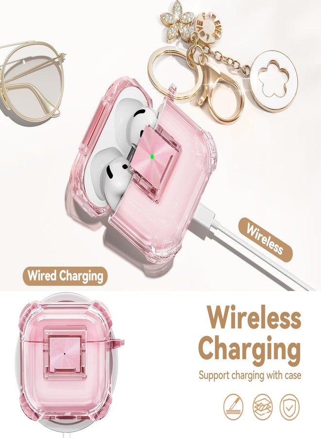 Wowwat with Safety Lock for Airpods 4 Case 2024,Clear Cases Compatible with Airpods 4th Generation Case,Soft TPU iPod 4 Case with Unique Cute Bling Keychain and Cleaner kit for Women Girls-Clear Pink - Image 5