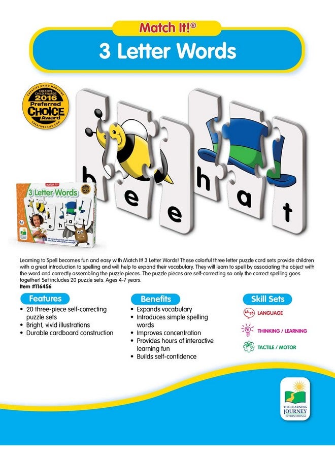 The Learning Journey: Match It! - 3 Letter Words -Spelling Puzzles for Kids Ages 3-5, Learn to Read With Preschool Learning Materials and Learning Games - Award Winning Educational Toys - Image 5