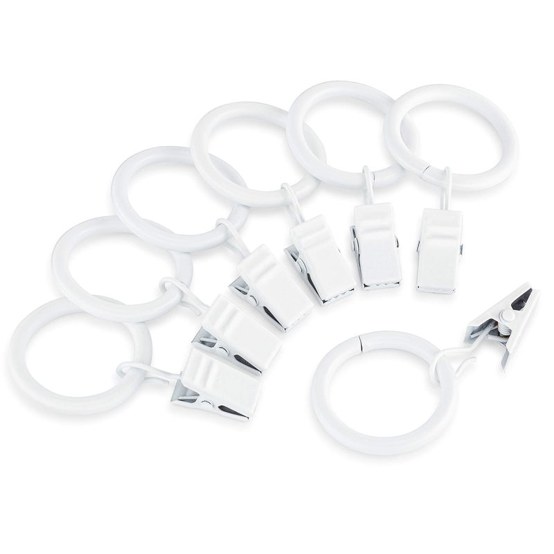 Iron Metal Curtain Clip Rings 1 Inch Interior Diameter White 20
