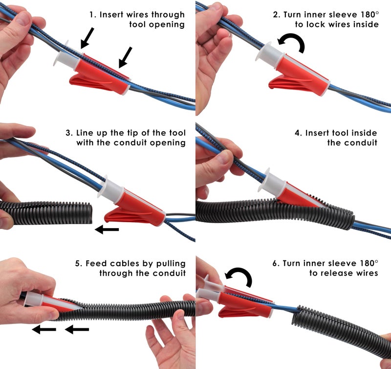 Electriduct Wire Loom Insertion Tool Set for 3/8" to 2" Conduit Sleeving Installation - Image 3