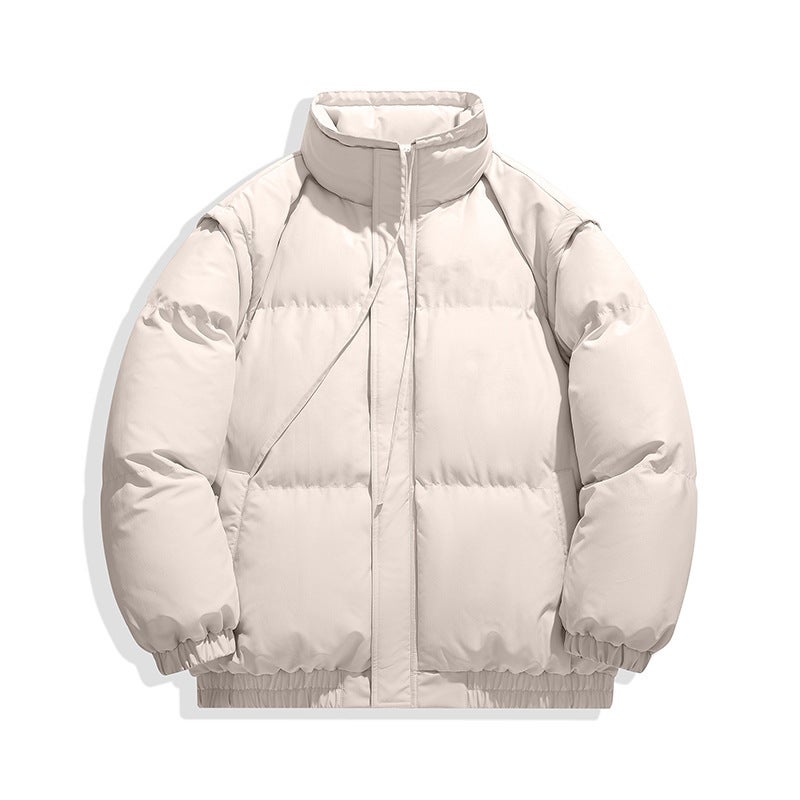 New American Style Men'S And Women'S Same Style Warm Cotton Clothes Two-Sleeve Detachable Vest Jacket Student'S Plus Size Bread Clothes - Image 3