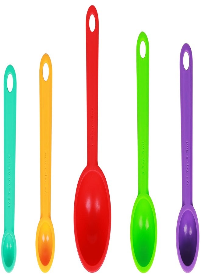 DOTINGHUX Silicone Measuring Spoons Set of 5, Assorted Colors - Image 3
