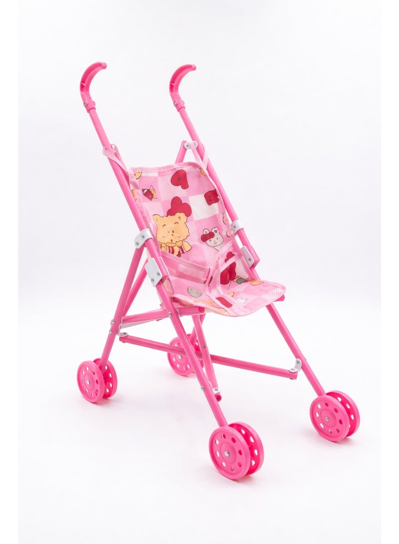 لعبه عربية عروسه/عربية دمية ترولي دفع بعجل، عربة عروسة قابلة للطي وخفيفة للسفر والبيت، كرسي دفع للعرايس للعب التخيلي وتمثيل دور ماما، هديه للبنات - Image 2