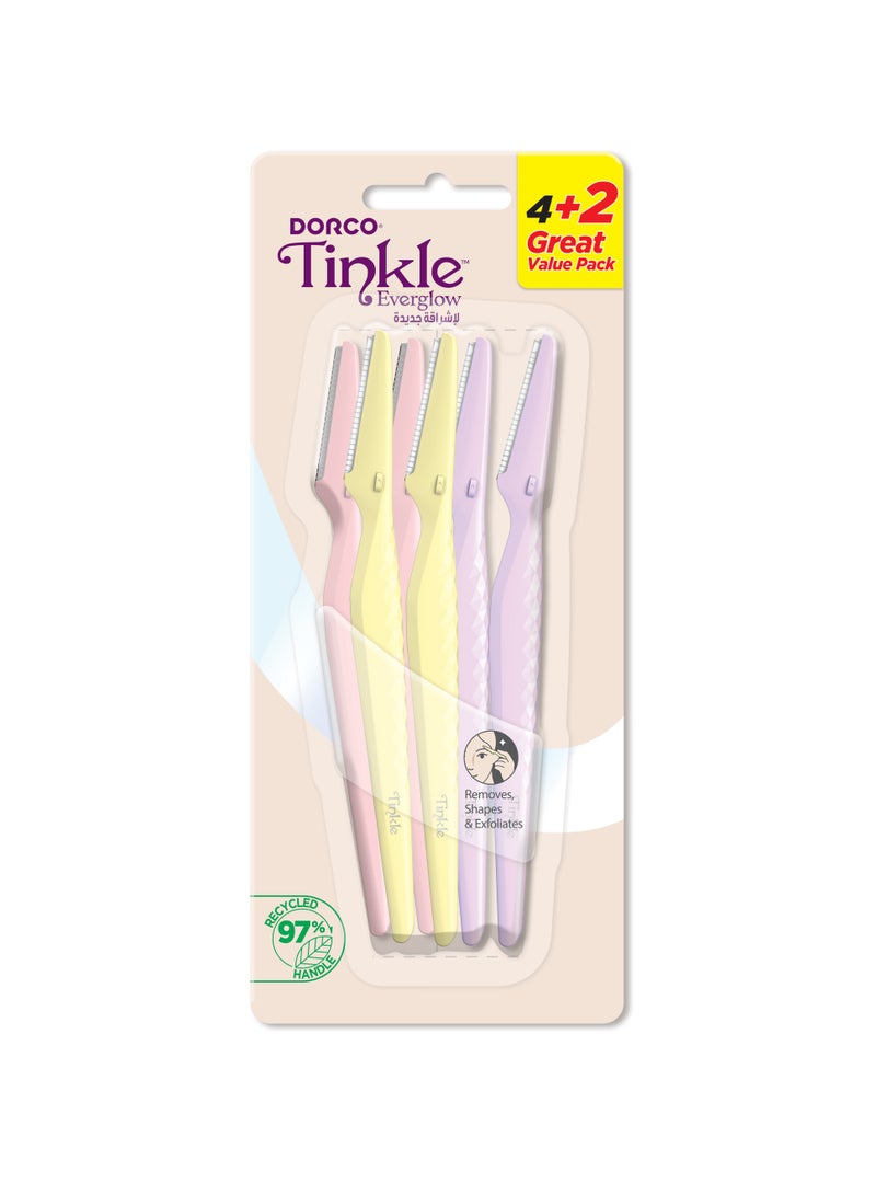 DORCO Tinkle Everglow Eyebrow Razor 6 Pcs - Image 1
