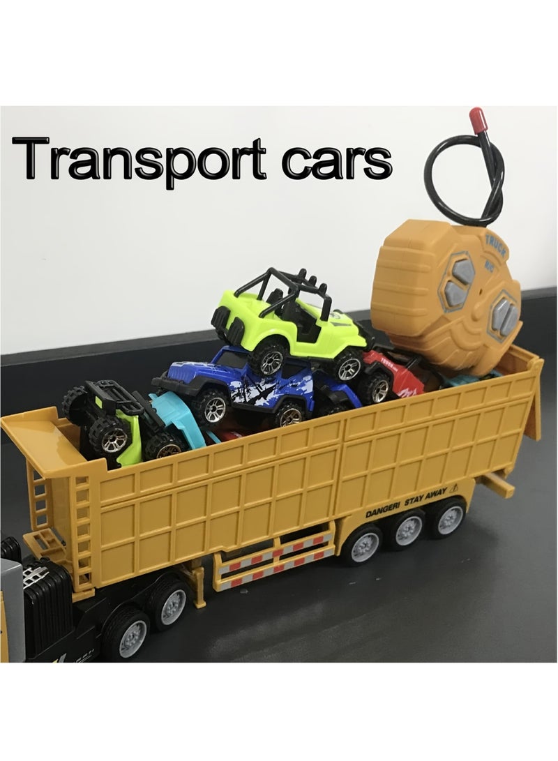 XiuWoo Remote Control Dump Truck With Trailer 14inch 1:48 Mini Semi Truck Toy With 2 Rechargeable Batteries, RC Car Construction Vehicles With Lights, Engineering Tractor Toy For 3-5 Years Kids Boys Girls  - Image 3