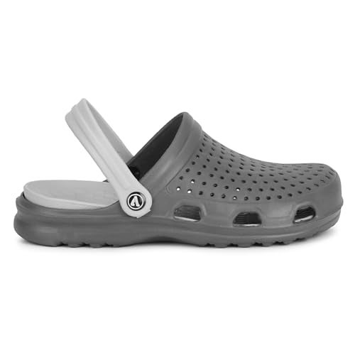 Aqualite Super Comfortable| Anti Skid| Lightweight Clogs for Men, (Dark Grey, Light Grey), UK 8 - Image 3