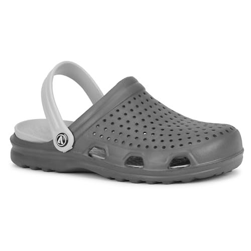 Aqualite Super Comfortable| Anti Skid| Lightweight Clogs for Men, (Dark Grey, Light Grey), UK 8 - Image 5