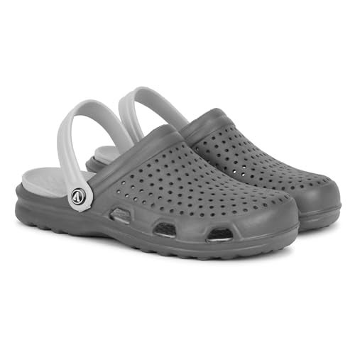 Aqualite Super Comfortable| Anti Skid| Lightweight Clogs for Men, (Dark Grey, Light Grey), UK 8 - Image 1