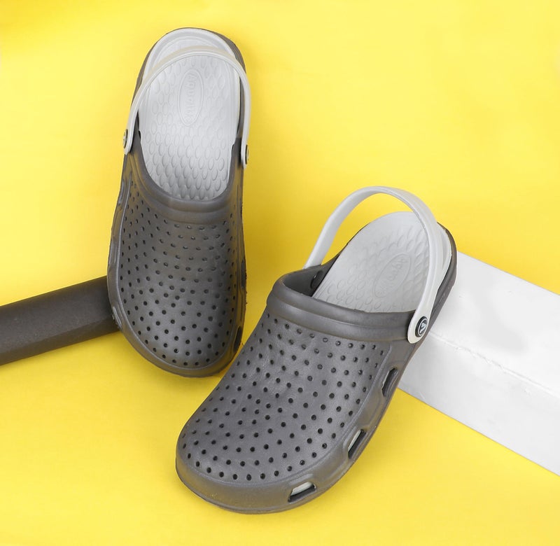 Aqualite Super Comfortable| Anti Skid| Lightweight Clogs for Men, (Dark Grey, Light Grey), UK 8 - Image 2