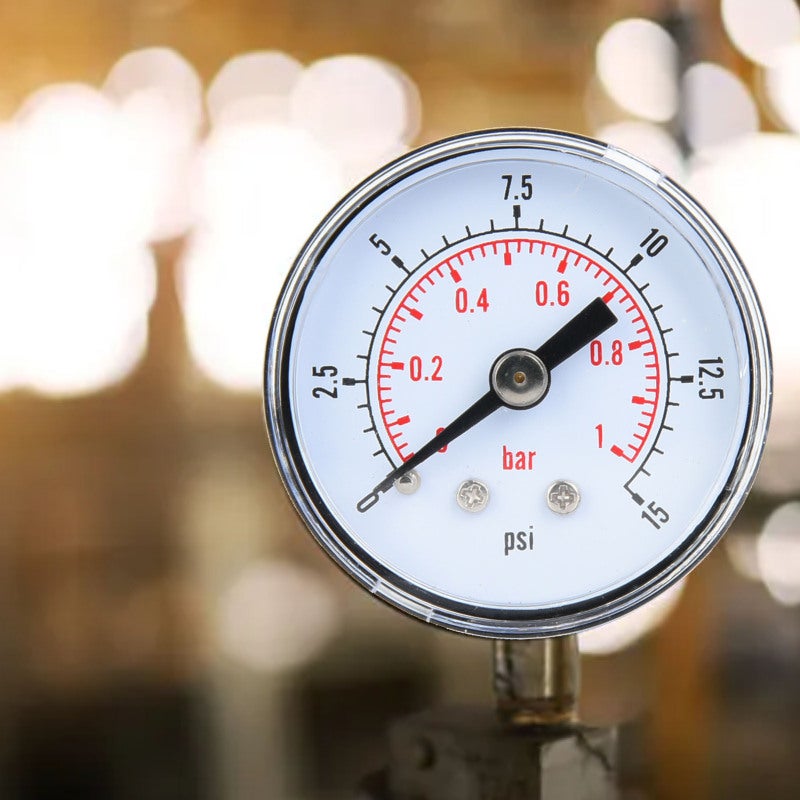 Mechanical Pressure Gauge 0-200psi 0-14bar Battery Free Double Scale - Transparent Dial Clear Readings Metal Case for Air Oil Water Pressure Measurement - Image 4