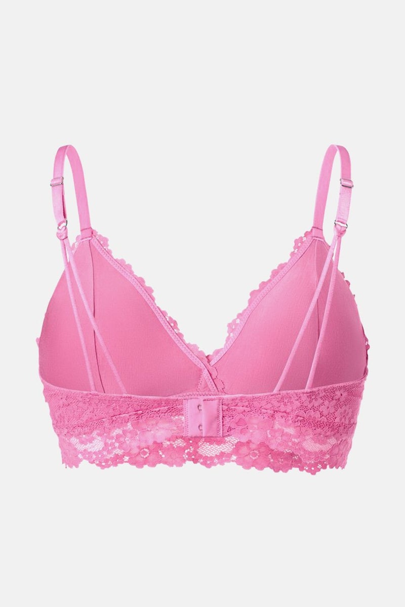 Tchibo Women Lightly Padded Non Wire Lace Soft Bra, Pink - Image 2