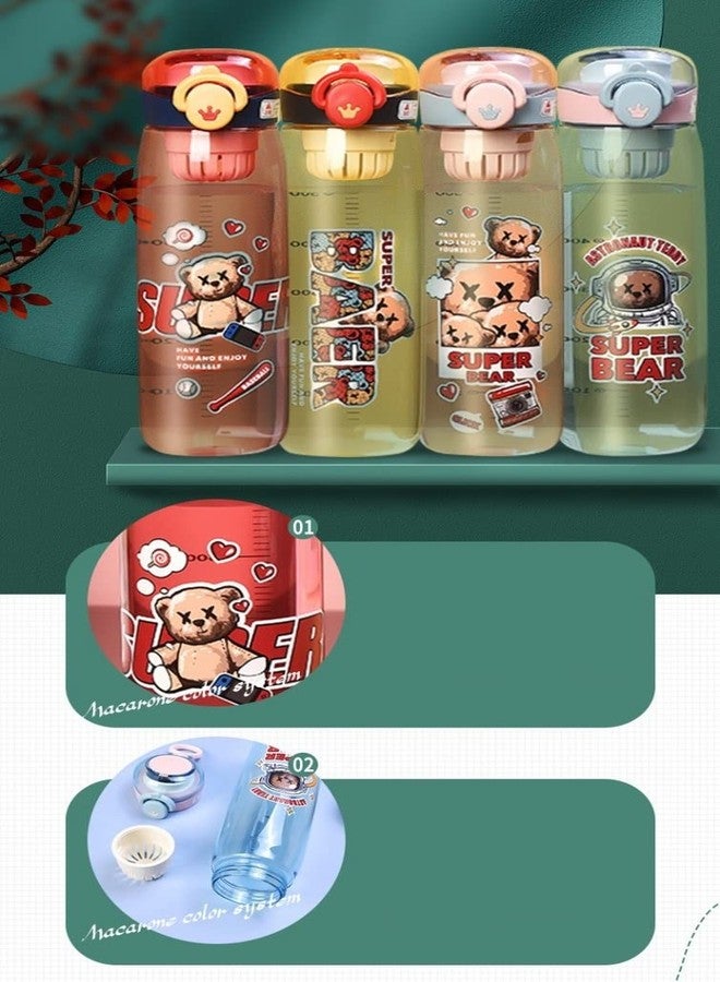 TEMSON Cute Water Bottle with Sipper, Water Bottle for Kids, Sipper Bottle for Kids - Anti-Leak Cartoon Kids Water Bottle for Kids (600 ML)(3842 L-1) (Pink) - Image 5