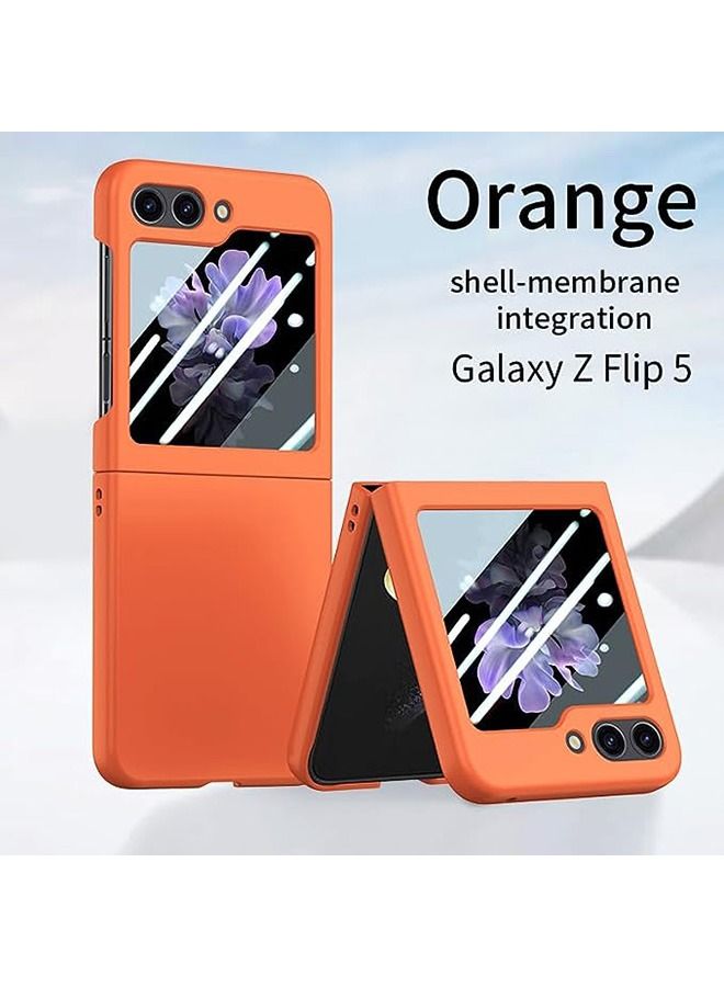 Galaxy Z Flip 5 Case Cover, Ultra-Thin Anti-Drop Shockproof Protective Phone Case Hard PC Hard Cover for Samsung Galaxy Z Flip5 5G (Orange) - Image 2
