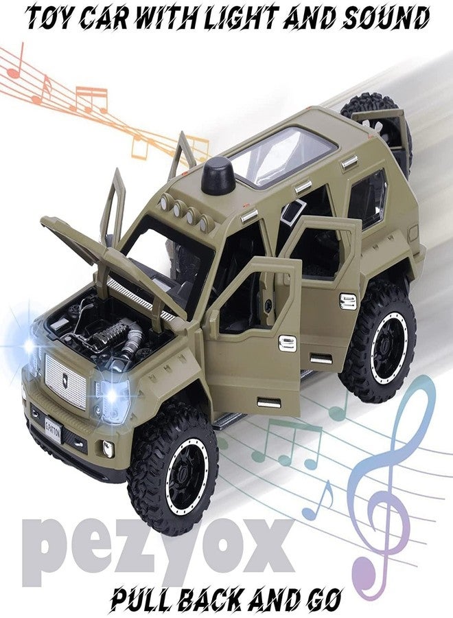 PEZYOX 1/24 Big G Patton Toy Car Metal Pull Back Diecast Car with Openable Door and Sound Light, Gifts Toys for Kids (Army Green) - Image 4