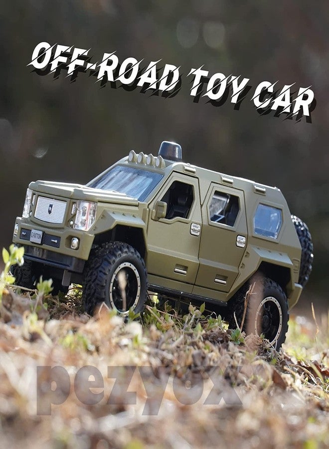 PEZYOX 1/24 Big G Patton Toy Car Metal Pull Back Diecast Car with Openable Door and Sound Light, Gifts Toys for Kids (Army Green) - Image 2