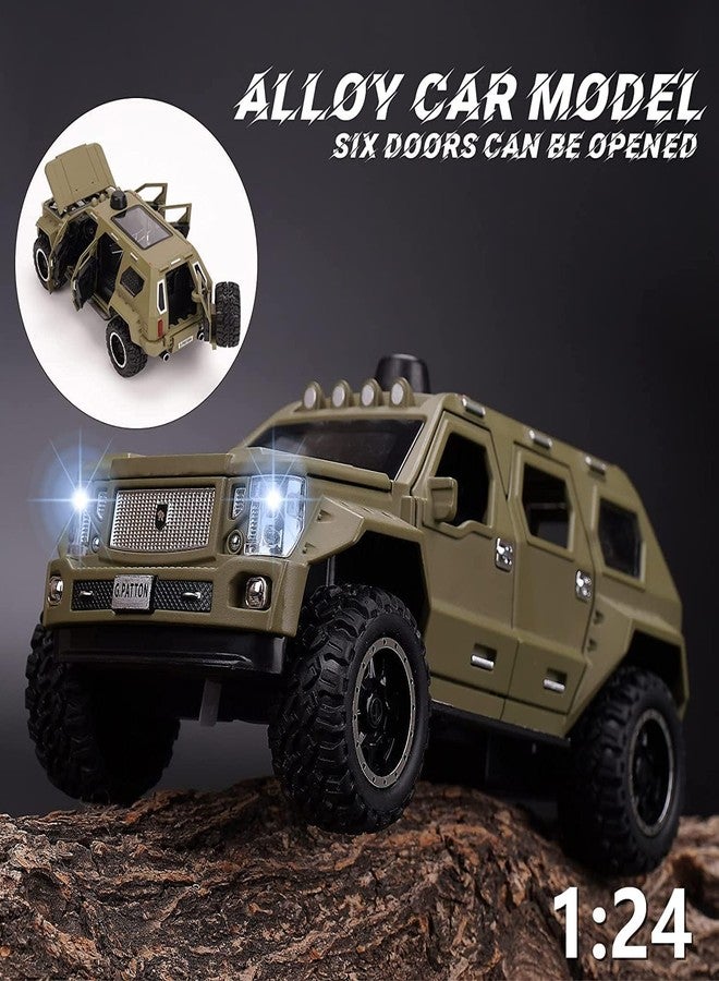 PEZYOX 1/24 Big G Patton Toy Car Metal Pull Back Diecast Car with Openable Door and Sound Light, Gifts Toys for Kids (Army Green) - Image 5