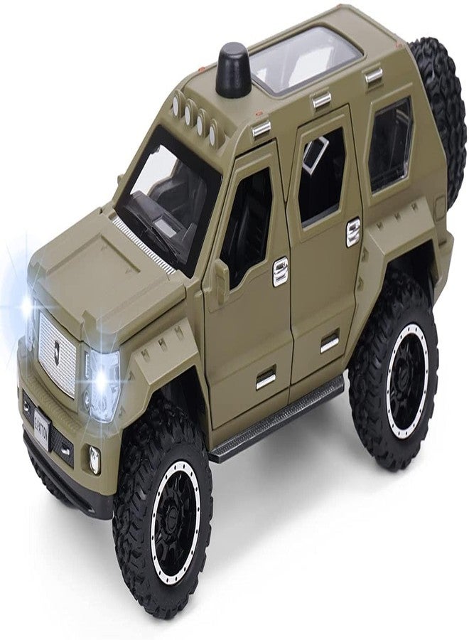 PEZYOX 1/24 Big G Patton Toy Car Metal Pull Back Diecast Car with Openable Door and Sound Light, Gifts Toys for Kids (Army Green) - Image 1