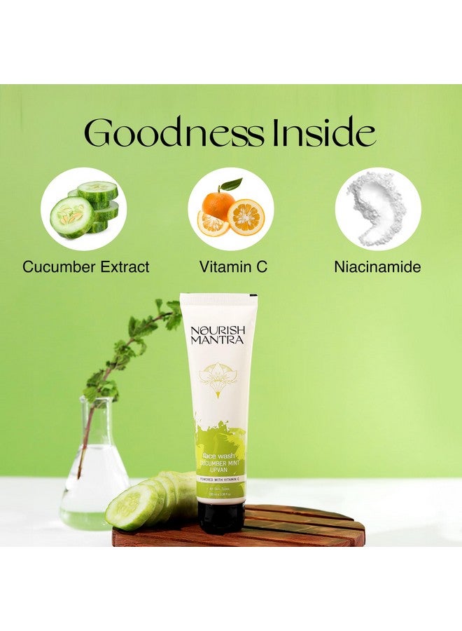 NOURISH MANTRA Cucumber Mint Upvan Face Wash Powered With Vitamin C Cucumber And Niacinamide Face Wash For All Skin Types Paraben & Sls Sles Free Vegan & Crueltyfree 100 Ml - Image 3